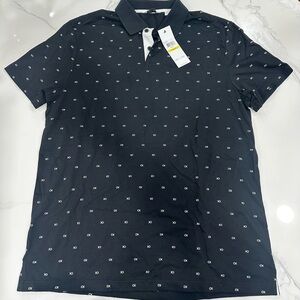 Calvin Klein Kids Navy Polo with White CK Pattern
